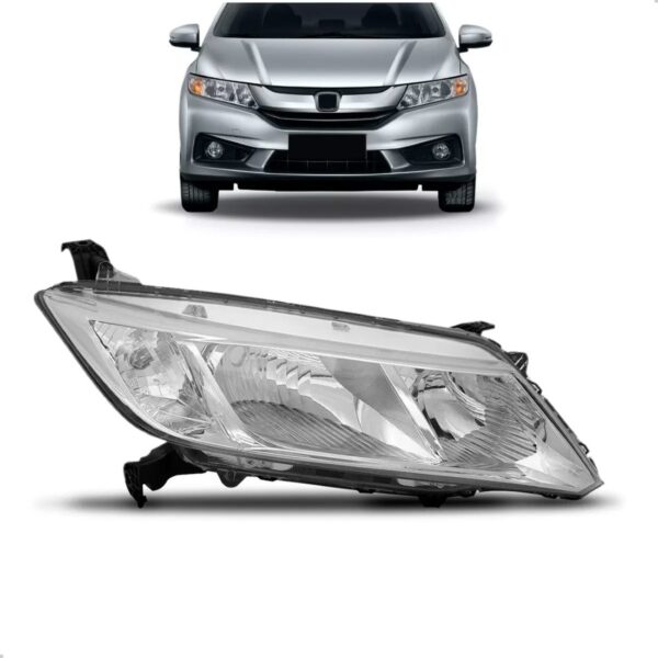 Farol Para Honda City 2014 15 16 17 Cromado Manual 1ª Linha Direito/passageiro
