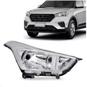 Farol Creta 2017 Até 2021 Cromado Manual 1ª Linha - Direito/passageiro