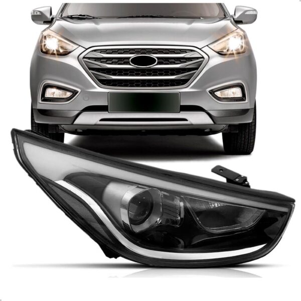 Farol Ix35 16 17 18 19 2020 21 22 Eletrico Com Led 1ª Linha Direito/passageiro
