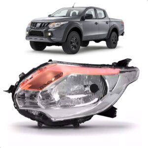 Farol L200 Triton 2017 A 2023 Cromado Pisca Ambar 1ª Linha - Esquerdo/motorista