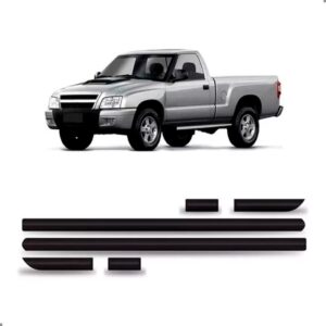 Friso Lateral S10 2001 A 2011 Cabine Simples Preto 6 Peças