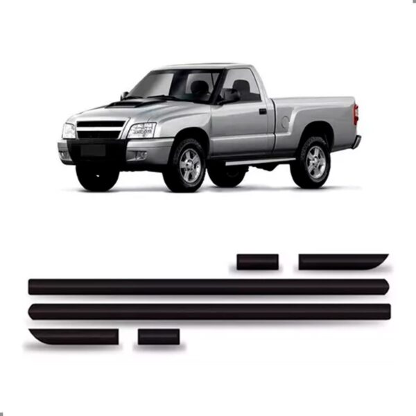 Friso Lateral S10 2001 A 2011 Cabine Simples Preto 6 Peças