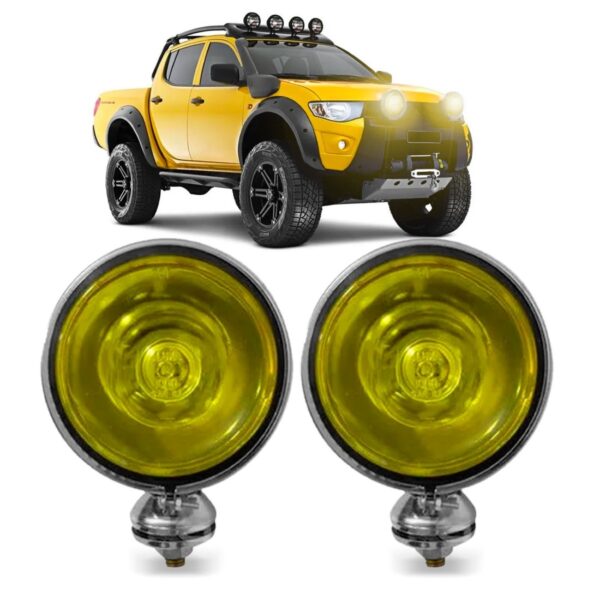 Par Farol Milha Auxiliar Off Road Amarelo Mega Desconto