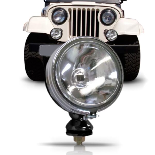 Farol Milha Off Road 130mm Preto Com Aro Cromado Universal.