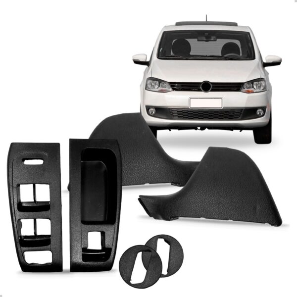 Jogo Moldura Botao Vidro Eletrico Fox 2010 11 12 13 2014 4p.