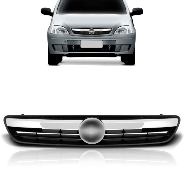 Grade Radiador Corsa 2007 A 2012 Preto C/ Friso Cromado S/em Preto Ambos Os Lados