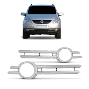 Par Moldura Cromado Do Farol De Milha Vw Fox 2007 2008
