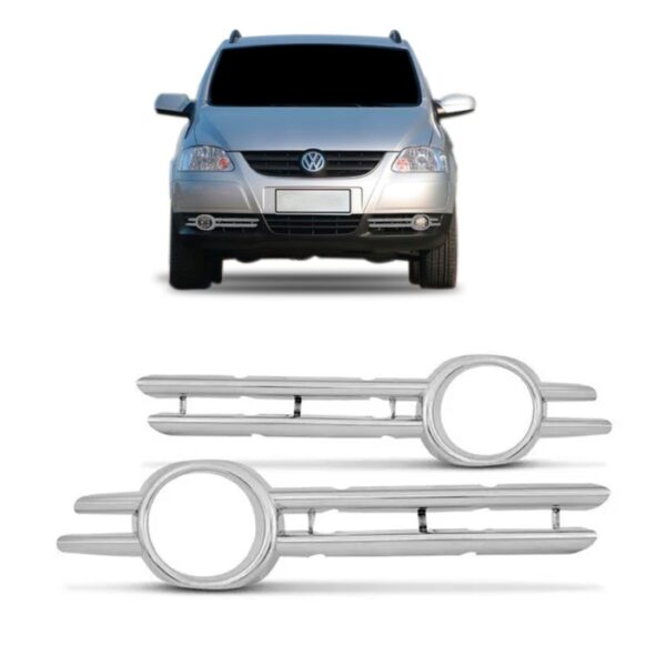 Par Moldura Cromado Do Farol De Milha Vw Fox 2007 2008