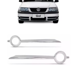Par Tela Frontal Cromada Do Farol De Milha Vw Gol G3 99 A 03 - Cromada