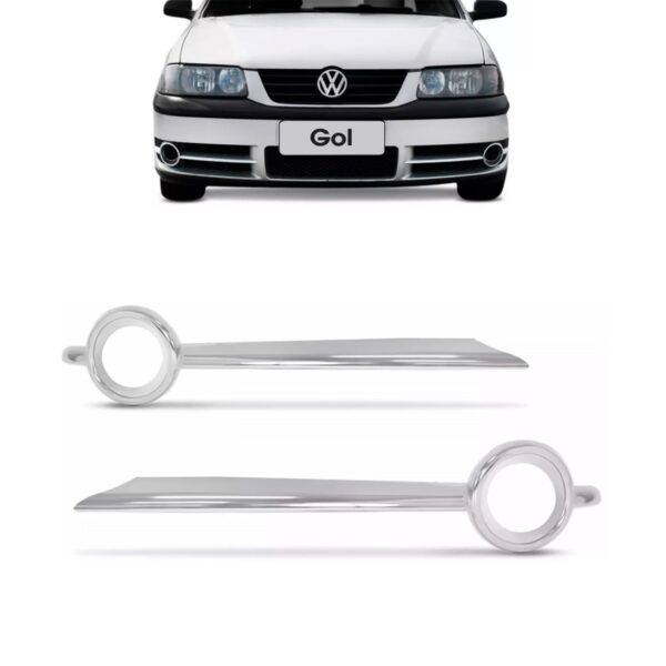 Par Tela Frontal Cromada Do Farol De Milha Vw Gol G3 99 A 03 - Cromada