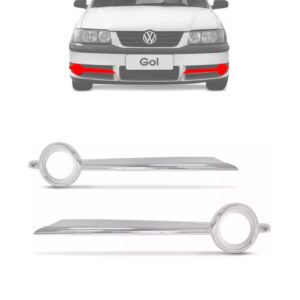 Par Tela Frontal Cromada Do Farol De Milha Vw Gol G3 99 A 03 - Cromada