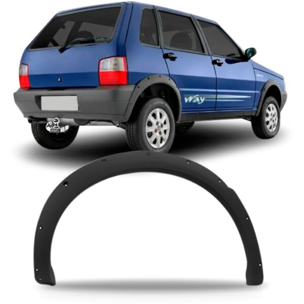Alargador Vão Roda Traseiro Uno Way 2004 A 2013 Preto Lado Direito
