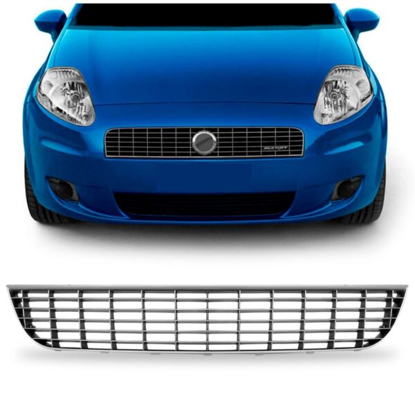 Tela Central Parachoque Punto 2007 08 A 2012 Prata 1a Linha