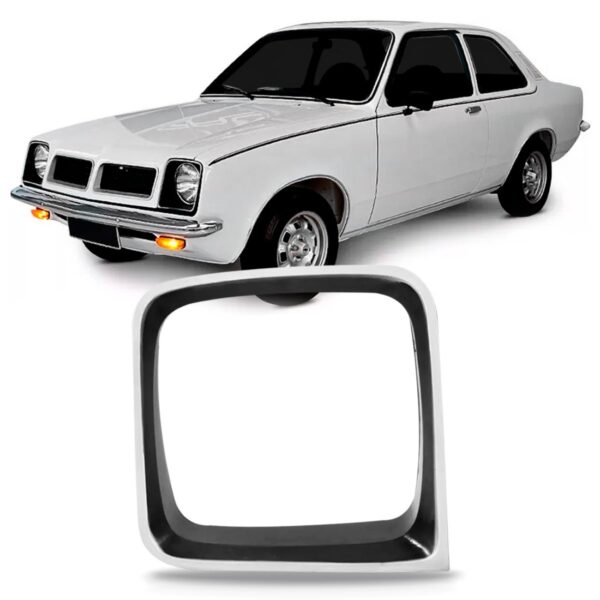 Aro Moldura Farol Chevette 81 A 82 Preto Plástico Resistente Lado Direito