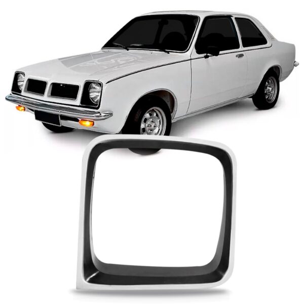 Aro Moldura Farol Chevette 81 A 82 Preto Plástico Resistente Lado Esquerdo