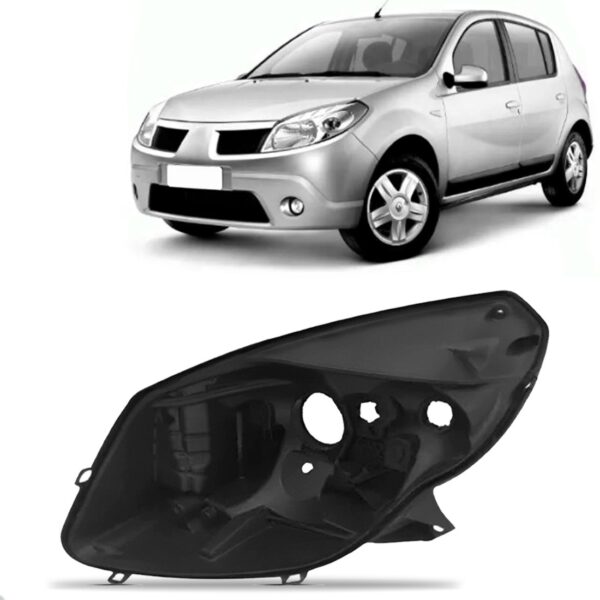 Carcaça Farol Dianteira Sandero 2008 2009 2010 2011 Lado Esquerdo