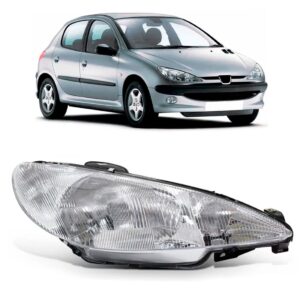 Farol Peugeot 206 1998 1999 2000 A 2003 Foco Simples Raiado Lado Direito