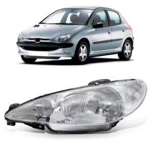 Farol Peugeot 206 1998 1999 2000 A 2003 Foco Simples Raiado Lado Esquerdo
