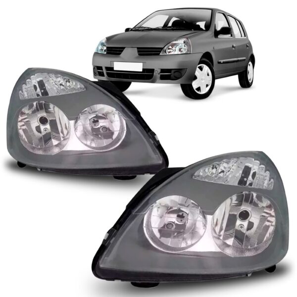 Farol Dianteiro Para Renault Clio 03 04 A 12 Cinza 1ª Linha Direito/passageiro