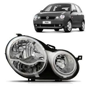 Farol Polo 2003 2004 2005 2006 Foco Duplo C/ Mascara Cromada Lado Direito