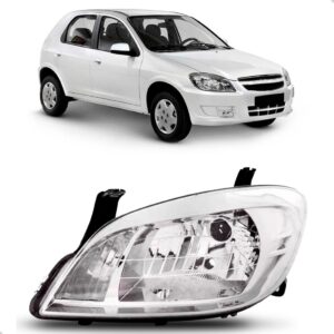 Farol Celta Prisma 07 2008 2009 2010 A 2012 Cromado 1ª Linha - Esquerdo/motorista