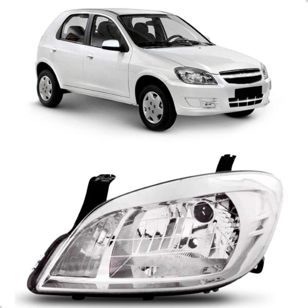 Farol Celta Prisma 07 2008 2009 2010 A 2012 Cromado 1ª Linha - Esquerdo/motorista