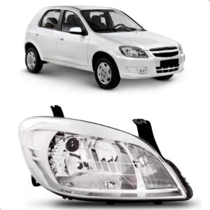 Farol Celta Prisma 07 2008 2009 2010 A 2012 Cromado 1ª Linha - Direito/passageiro