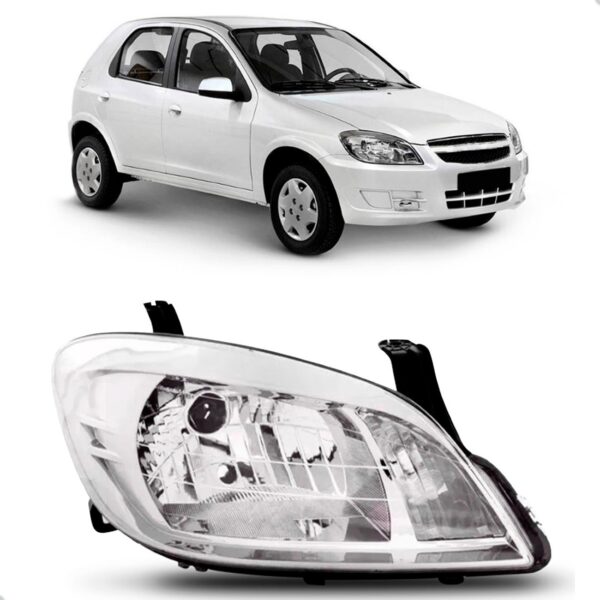 Farol Celta Prisma 07 2008 2009 2010 A 2012 Cromado 1ª Linha - Direito/passageiro