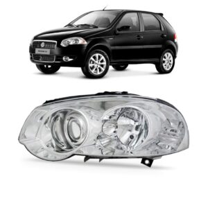Farol Palio 10/12 Siena 08/12 Cromado Modelo Lua 1ª Linha Esquerdo/motorista