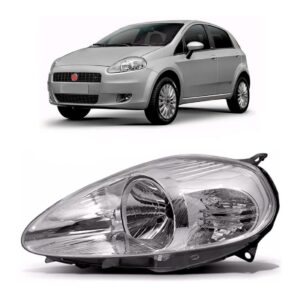 Farol Punto 2007 08 09 10 11 2012 Cromado Mod.orig 1ª Linha Esquerdo/motorista