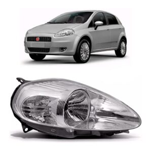 Farol Punto 2007 08 09 10 11 2012 Cromado Mod.orig 1ª Linha Direito/passageiro