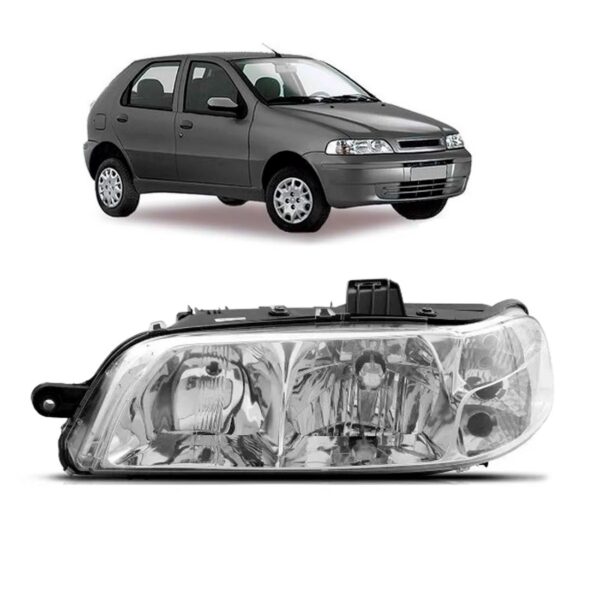 Farol Para Palio 01 02 03 Carcaça Preta Lente Lisa 1ª Linha - Direito/passageiro