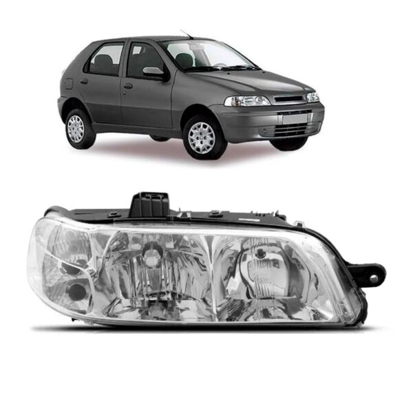 Farol Para Palio 01 02 03 Carcaça Preta Lente Lisa 1ª Linha Esquerdo/motorista