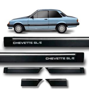 Friso Lateral Chevette Sle 1987 A 1994 Preto 6 Peças Preto