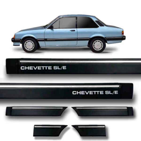 Friso Lateral Chevette Sle 1987 A 1994 Preto 6 Peças Preto
