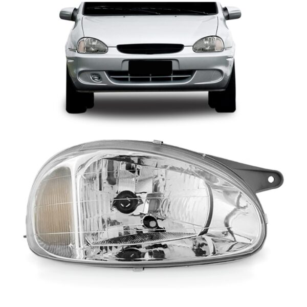 Farol Corsa Carcaça Cinza Cromado 2000 2001 2002 C/ Garantia Lado Direito