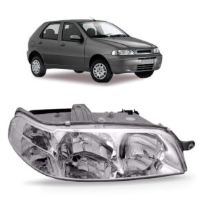 Farol Fiat Palio 2001 2002 2003 Carcaça Cinza Lado Direito