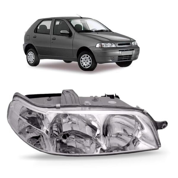 Farol Fiat Palio 2001 2002 2003 Carcaça Cinza Lado Direito