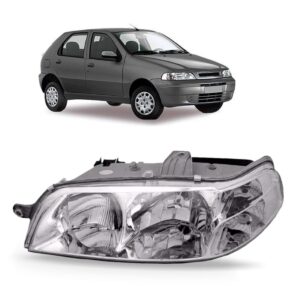 Farol Fiat Palio 2001 2002 2003 Carcaça Cinza Lado Esquerdo