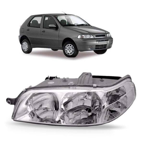 Farol Fiat Palio 2001 2002 2003 Carcaça Cinza Lado Esquerdo