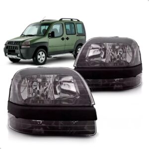 Par Farol Doblo 02 03 04 05 06 07 08 Mascara Negra Com Milha Direito E Esquerdo