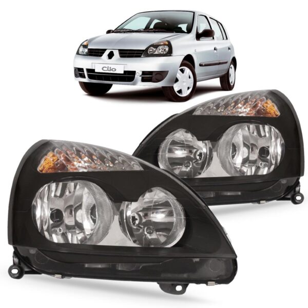 Jogo Farol Clio 2012 2011 2010/2006 05 04 03 Máscara Negra