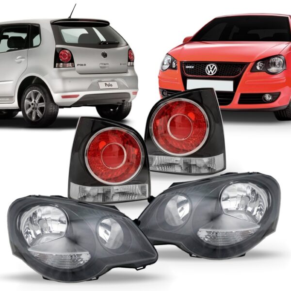 Kit Polo Hatch Gti 2007 A 2010 Par Farois E Lanternas Fume Esquerdo E Direito