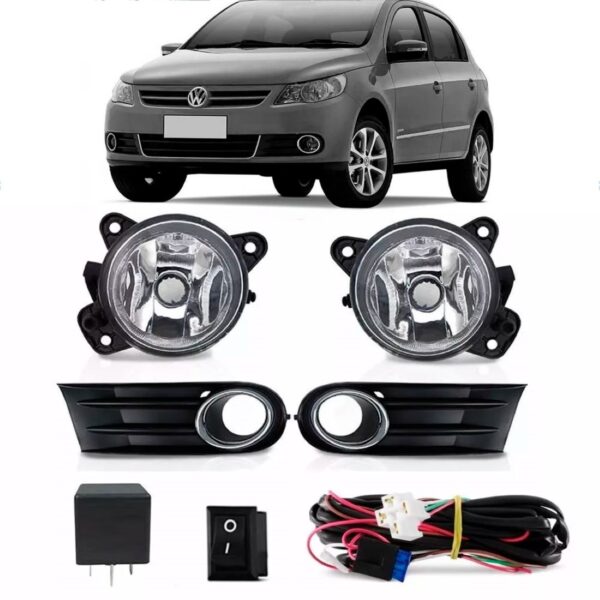 Kit Farol Milha Gol Saveiro Voyage G5 Gv Grade E Aro Cromado