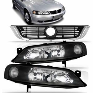 Kit Combo Vectra 2000 Par Farol Mascara Negra Grade Cromada