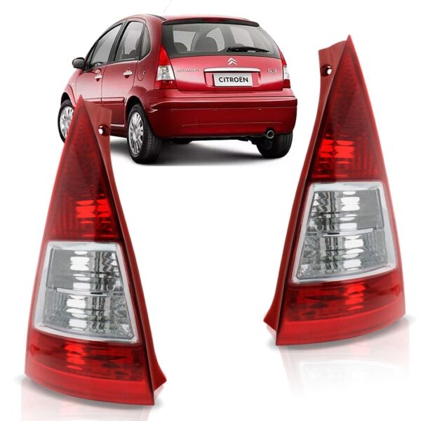 Par Sinaleira C3 Citroen Traseira 2007 2008 2009 Bicolor Vermelho