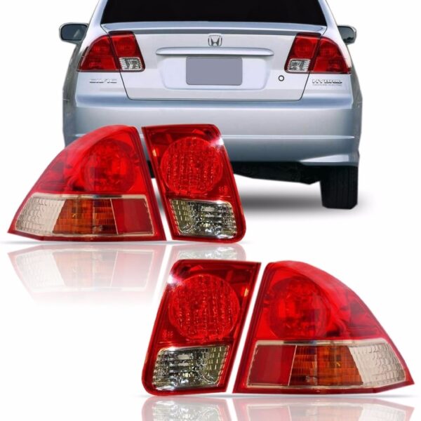 Kit Sinaleira Traseira Honda Civic 04 05 2006 Canto E Tampa Vermelho