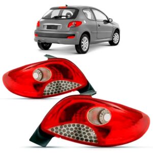 Par Lanterna Peugeot 207 08 09 10 11 12 13 14 15 Hatch Fitam Esquerdo E Direito Vermelho