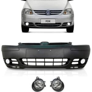 Kit  Parachoque Fox 2003 Até 2007 Com Par Farol Milha Preto