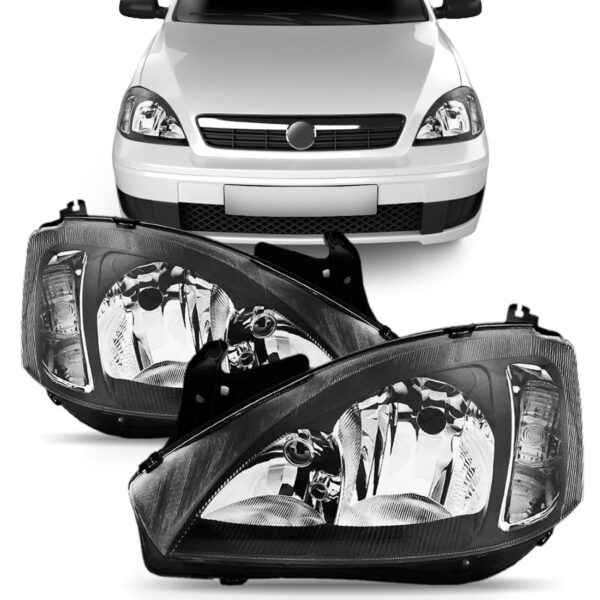 Par Farol Máscara Negra Corsa Hatch Sedan 03 A 12 Montana 03 Direito E Esquerdo